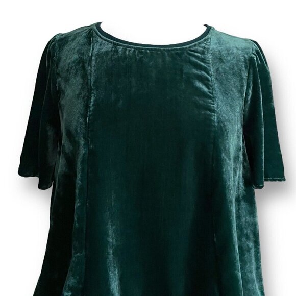 Maeve Anthropologie Womens Top Sz Small Green Crushed Velvet Boho Holiday Shirt - Picture 3 of 6